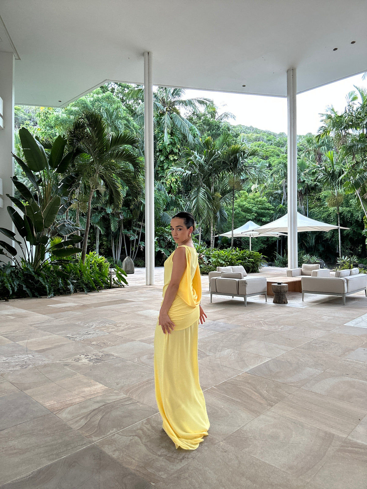 TUSCAN DOUBLE ASYMMETRICAL DRESS